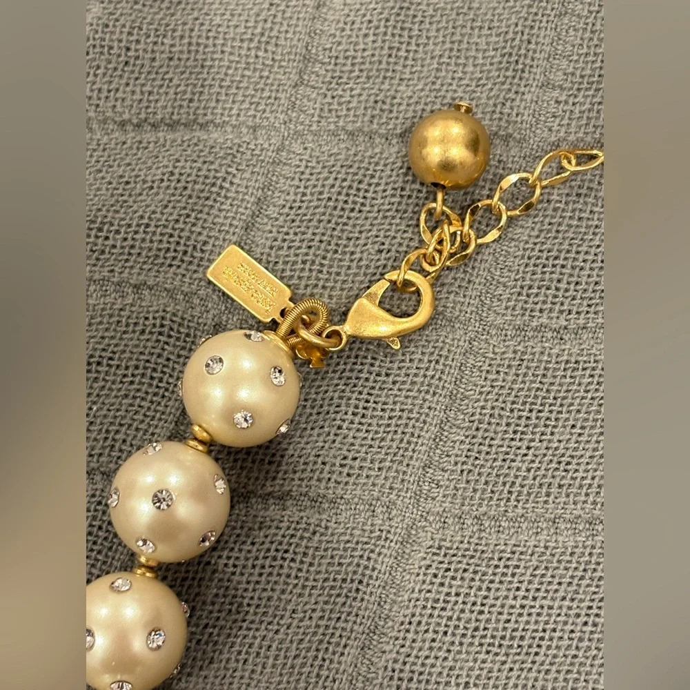 NWOT Kate Spade Pearl Crystal Necklace Adjustable Gold Accents